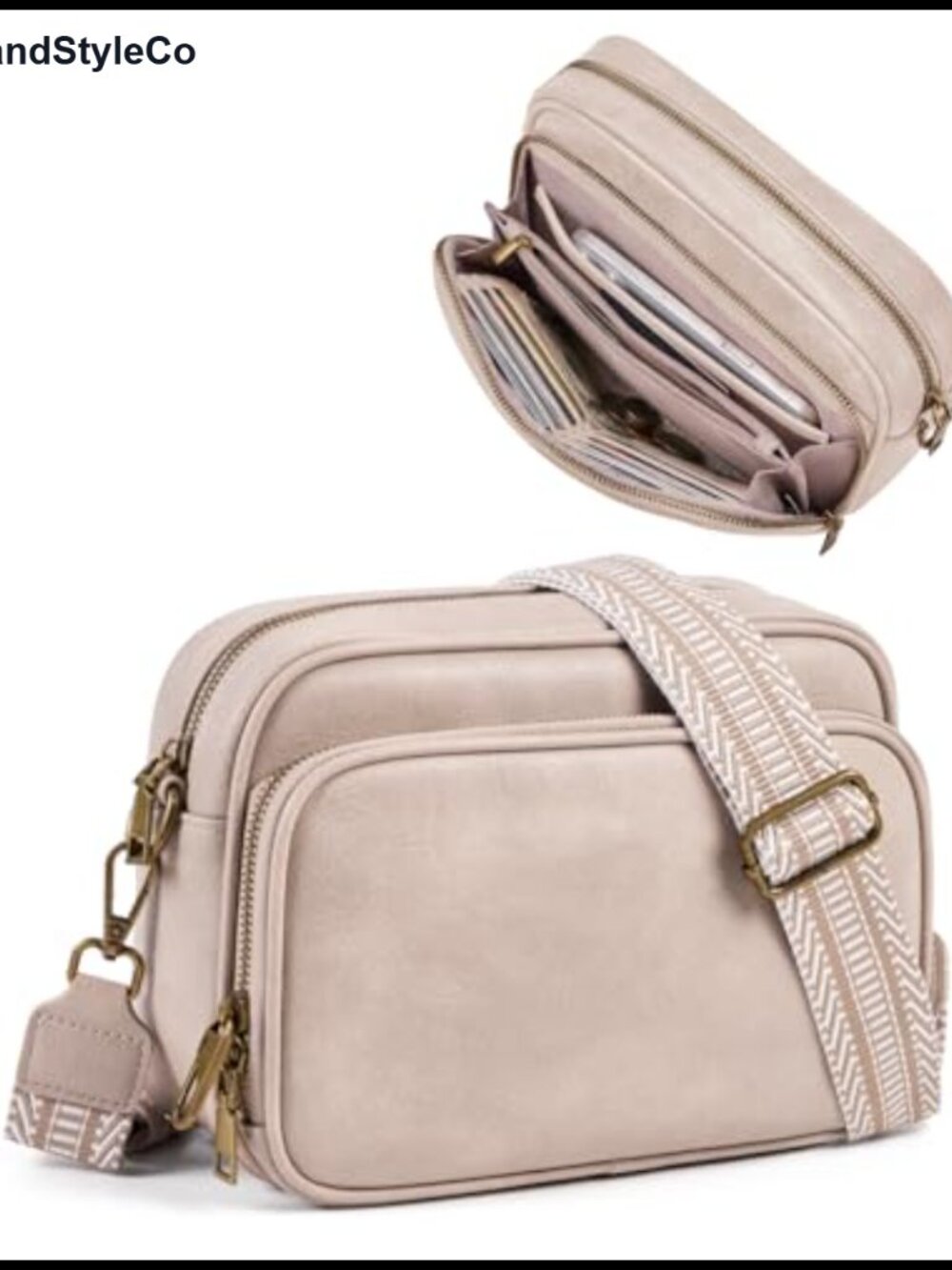 Vegan Leather Anti-Theft Crossbody Bag with Built-in Wallet & Adjustable Strap